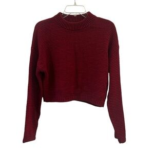 Express Fall Burgundy Red Mock Neck Cropped Length Women's Sweater XS